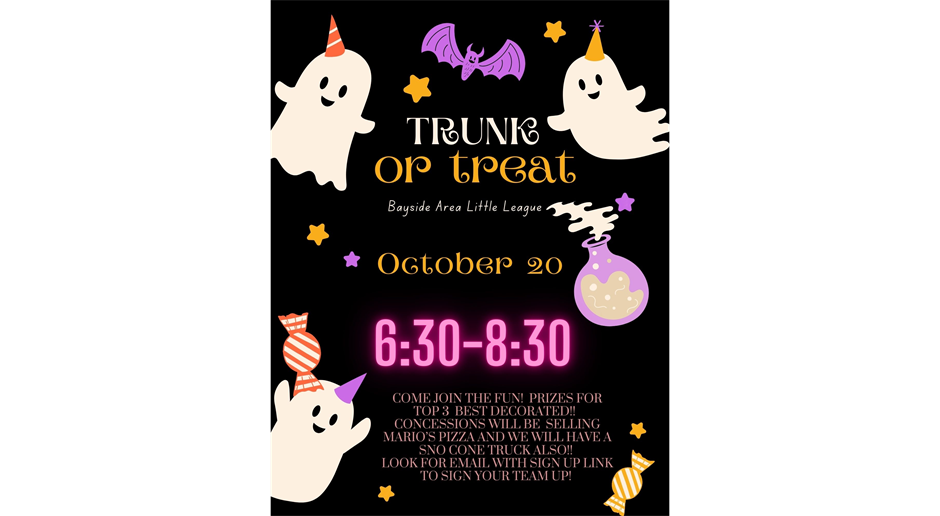 BAYSIDE TRUNK OR TREAT IS BACK!!